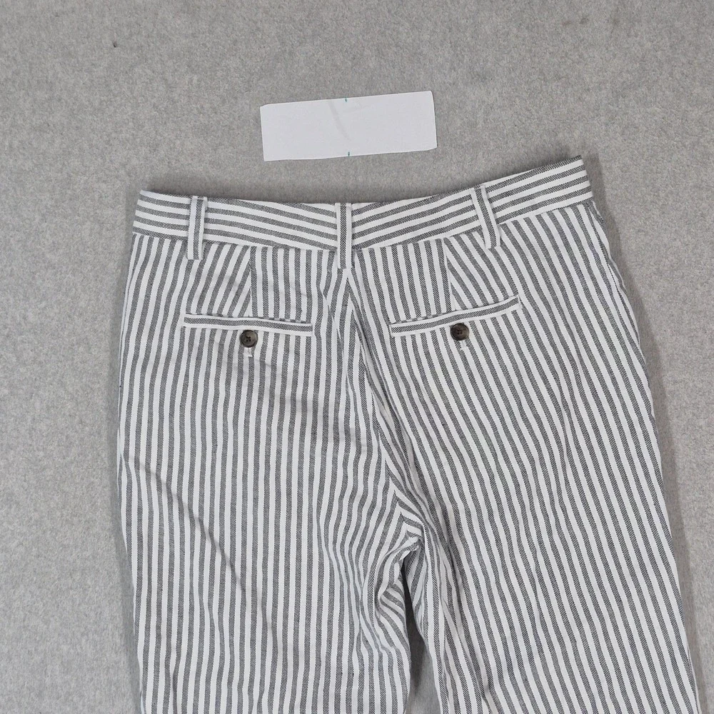 Banana Republic Women Pants 6 White Cotton Linen Striped Dress Pants Avery Slim